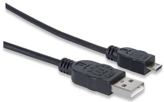 Manhattan USB A - MicroUSB B, 1 m, USB A, Micro-USB B, USB 2.0, Hane/Hane, Svart