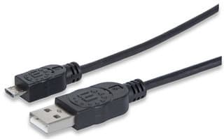 Manhattan USB A - MicroUSB B, 1 m, USB A, Micro-USB B, USB 2.0, Hane/Hane, Svart