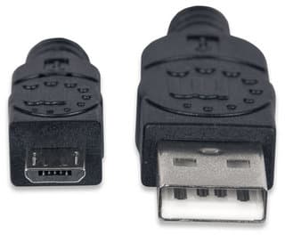 Manhattan USB A - MicroUSB B, 1 m, USB A, Micro-USB B, USB 2.0, Hane/Hane, Svart