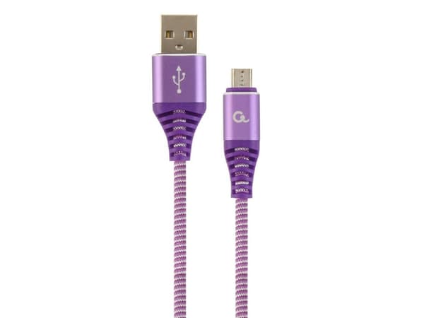 Cablexpert Premium - USB-kabel - Micro-USB Type B (hane) till USB (hane) - USB 2.0 - 2.1 A - 2 m - vit, lila