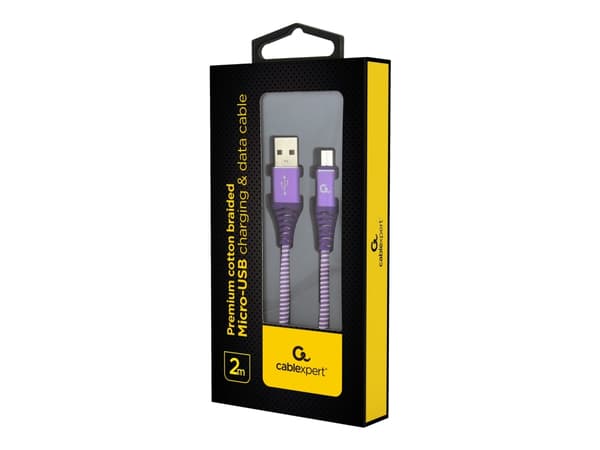 Cablexpert Premium - USB-kabel - Micro-USB Type B (hane) till USB (hane) - USB 2.0 - 2.1 A - 2 m - vit, lila