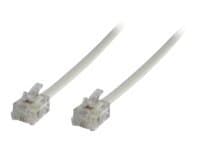 MicroConnect Modular Straight - Telefonkabel - RJ-11 (6 pin) (hann) til RJ-11 (6 pin) (hann) - 5 m - hvit
