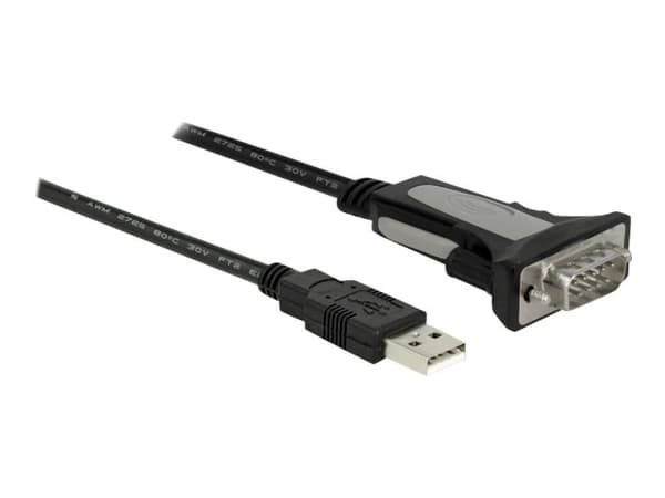 Delock - USB / seriell-kabel - USB (hann) til RS-232 (hann) - 4 m - tommelskruer - svart