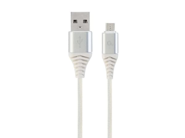 Cablexpert Premium - USB-kabel - Micro-USB Type B (hane) till USB (hane) - USB 2.0 - 2.1 A - 2 m - vit, silver