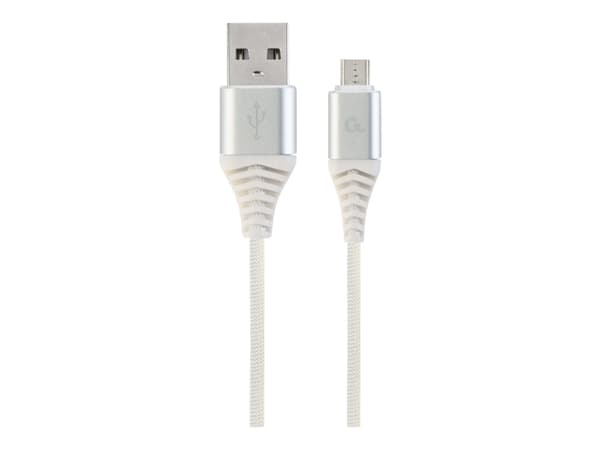 Cablexpert Premium - USB-kabel - Micro-USB Type B (hane) till USB (hane) - USB 2.0 - 2.1 A - 2 m - vit, silver
