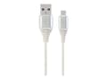 Miniatyrbild 2 av 5: Cablexpert Premium - USB-kabel - Micro-USB Type B (hane) till USB (hane) - USB 2.0 - 2.1 A - 2 m - vit, silver