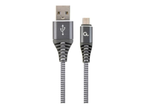 Cablexpert Premium - USB-kabel - Micro-USB Type B (hane) till USB (hane) - USB 2.0 - 2.1 A - 2 m - vit, rymdgrå