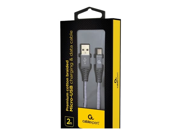 Cablexpert Premium - USB-kabel - Micro-USB Type B (hane) till USB (hane) - USB 2.0 - 2.1 A - 2 m - vit, rymdgrå