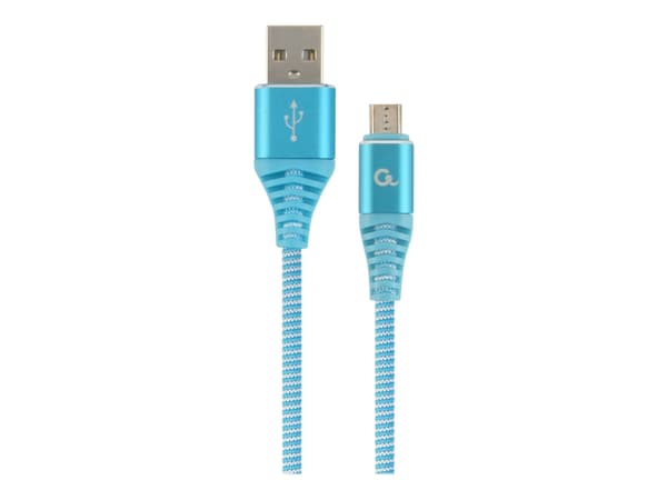 Cablexpert Premium - USB-kabel - Micro-USB Type B (hane) till USB (hane) - USB 2.0 - 2.1 A - 2 m - vit, turkosblå