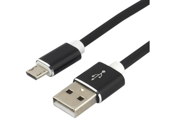 everActive Micro USB-kabel 1m - svart, silikon, stöd för snabbladdning, 2,4A - CBS-1MB