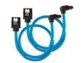 Miniatyrbild 2 av 5: CORSAIR Premium Sleeved - SATA-kabel - Serial ATA 150/300/600 - SATA (hane) rak, låst till SATA (hane) högervinklad - 30 cm - blå (paket om 2)