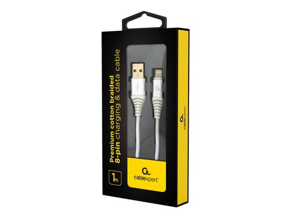 Cablexpert Premium - Lightning-kabel - USB hane till Lightning hane - 1 m - vit, silver