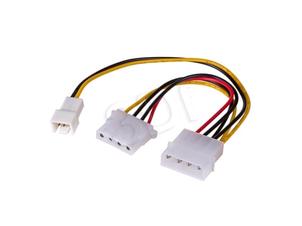 Akyga - Strömadapter - 4 pin intern effekt (hona) till 4 pin intern effekt, 3-stifts intern ström 12 V (hane) - 15 cm