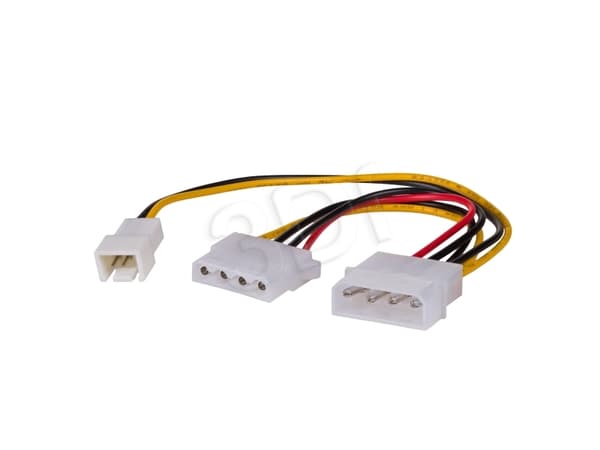 Akyga - Strömadapter - 4 pin intern effekt (hona) till 4 pin intern effekt, 3-stifts intern ström 12 V (hane) - 15 cm