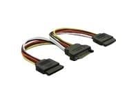 DELTACO SATA-15 - Strömdelare - SATA-ström (hane) till SATA-ström (hona) - 10 cm