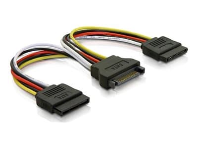 DELTACO SATA-15 - Strömdelare - SATA-ström (hane) till SATA-ström (hona) - 10 cm
