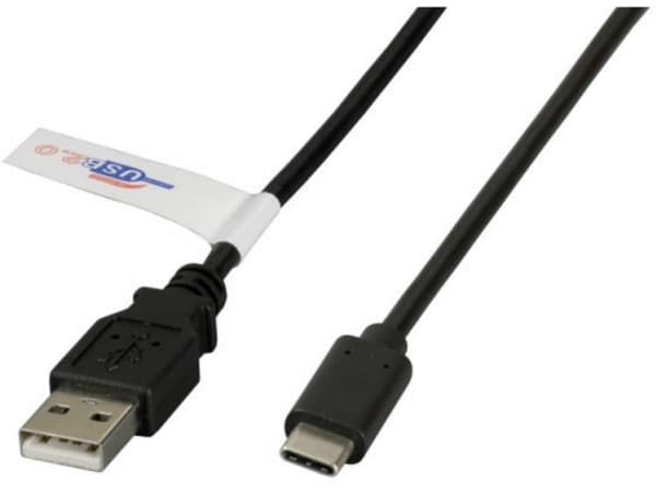EFB Elektronik K5258SW.2, 2 m, USB A, USB C, USB 2.0, 0,48 Gbit/s, Svart