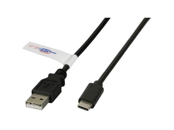 EFB Elektronik K5258SW.2, 2 m, USB A, USB C, USB 2.0, 0,48 Gbit/s, Svart