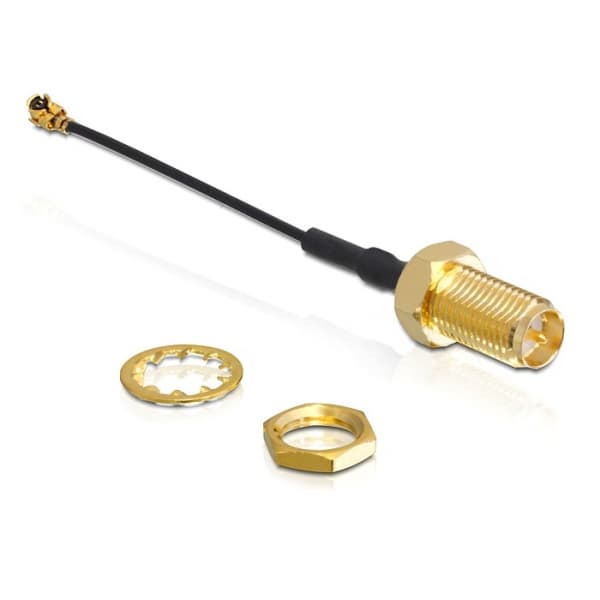 Delock WLAN SMA antenna connection for installation - Antennekontakt - SMA (hann) - 5 cm - koaksial