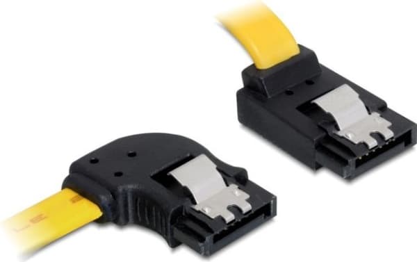 DeLOCK Cable SATA - SATA-kabel - Serial ATA 150/300/600 - SATA (hona) till SATA (hona) - 50 cm - spolad, vänstervinkelkontakt, rätvinkelkontakt - gul