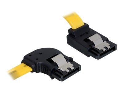 DeLOCK Cable SATA - SATA-kabel - Serial ATA 150/300/600 - SATA (hona) till SATA (hona) - 50 cm - spolad, vänstervinkelkontakt, rätvinkelkontakt - gul