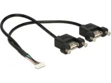 Delock - Intern-til-ekstern USB-kabel - 8-pins USB 2.0-header (hunn) til USB (hunn) - 25 cm - svart
