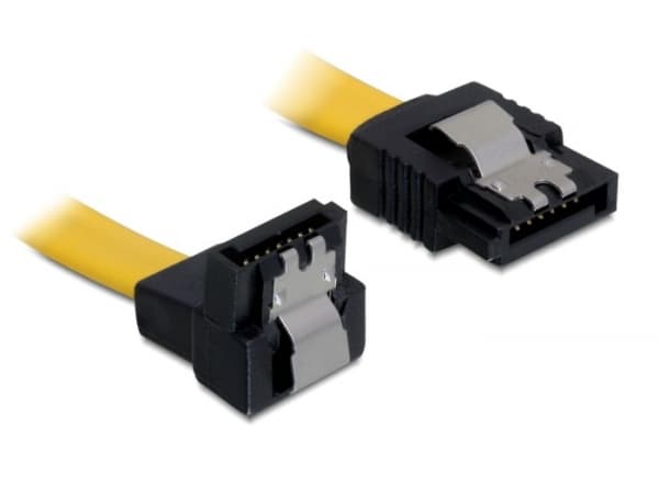 Delock Cable SATA - SATA-kabel - Serial ATA 150/300/600 - SATA (hona) till SATA (hona) - 10 cm - nedåtvinklad kontakt, sprintlåsning, rak kontakt - g