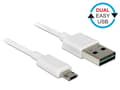 Miniatyrbild 4 av 5: Delock - USB-kabel - mikro-USB typ B (hane) till USB (hane) - USB 2.0 - 20 cm - reversibel A-kontakt, reversibel mikro-B-kontakt - vit