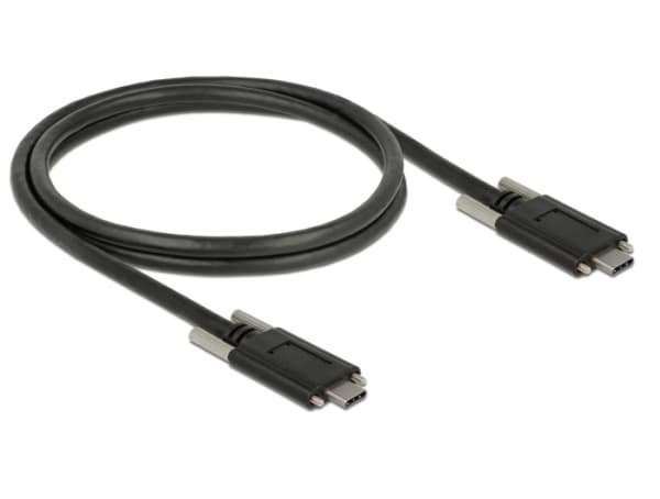 Delock - USB-kabel - 24 pin USB-C (hann) til 24 pin USB-C (hann) - USB 3.1 Gen 2 - 3 A - 1 m - tommelskruer - svart