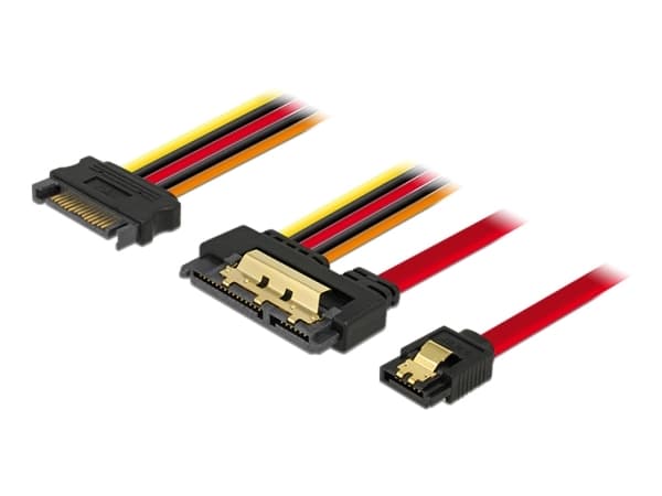 Delock - SATA-kaapeli - Serial ATA 150/300/600 - SATA kombi (R) til SATA, SATA strøm - 30 cm - haspet