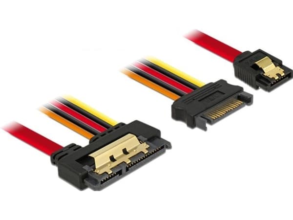 Delock - SATA-kaapeli - Serial ATA 150/300/600 - SATA kombi (R) til SATA, SATA strøm - 30 cm - haspet