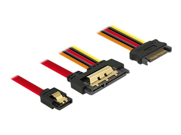 Delock - SATA-kaapeli - Serial ATA 150/300/600 - SATA kombi (R) til SATA, SATA strøm - 30 cm - haspet