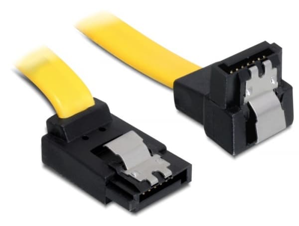 DeLOCK Cable SATA - SATA-kabel - Serial ATA 150/300/600 - SATA (hona) till SATA (hona) - 20 cm - vinklad kontakt, hasp, vinklad kontakt - gul