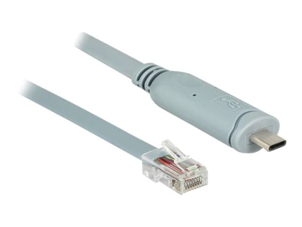 Delock - Seriell adapter - 24 pin USB-C (hane) till RJ-45 (hane) - 50 cm - EIA-232 - grå