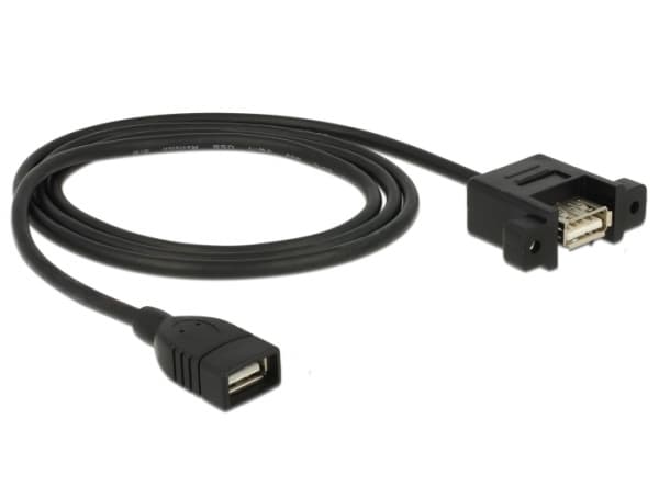 DeLOCK - USB-kabel - USB (hun) til USB (hun) panelmonterbar - USB 2.0 - 1 m - svart