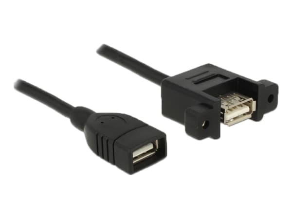 DeLOCK - USB-kabel - USB (hun) til USB (hun) panelmonterbar - USB 2.0 - 1 m - svart