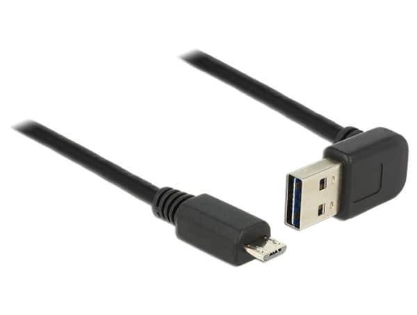 Delock Easy - USB-kabel - USB (hane) up/down angled, reversible till mikro-USB typ B (hane) - USB 2.0 - 5 m - svart