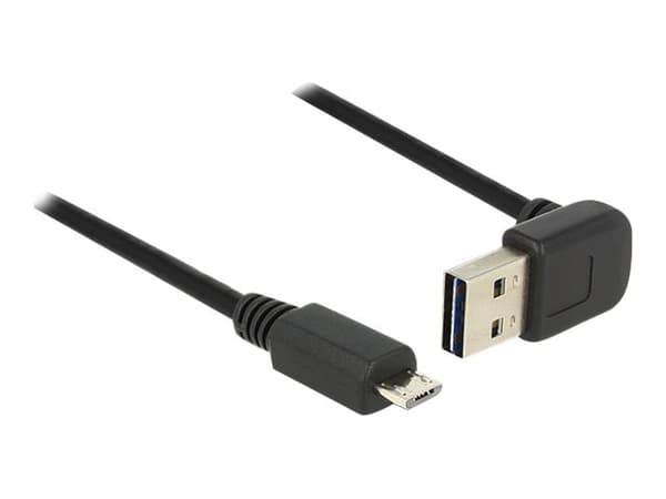Delock Easy - USB-kabel - USB (hane) up/down angled, reversible till mikro-USB typ B (hane) - USB 2.0 - 5 m - svart