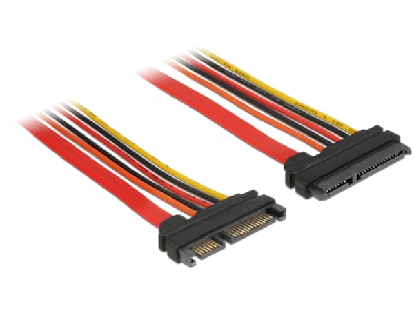DeLOCK - SATA-forlengerkabel - Serial ATA 150/300/600 - SATA kombi (han) til SATA kombi (hun) - 10 cm