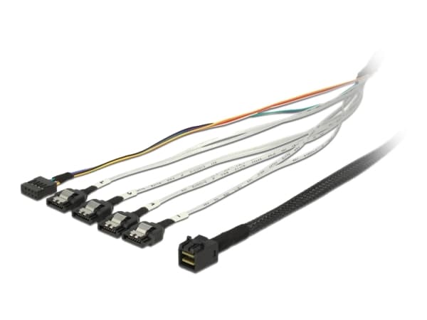 Delock - SAS sisäinen kaapeli - SAS 6Gbit/s - 4 x Mini SAS HD (SFF-8643) til SATA, sidebånd - 50 cm