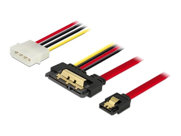 Delock - SATA-kabel - Serial ATA 150/300/600 - SATA-kombo (R) til 4-pin intern strøm, SATA - 30 cm - låst