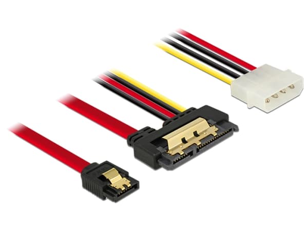 Delock - SATA-kabel - Serial ATA 150/300/600 - SATA-kombo (R) til 4-pin intern strøm, SATA - 30 cm - låst