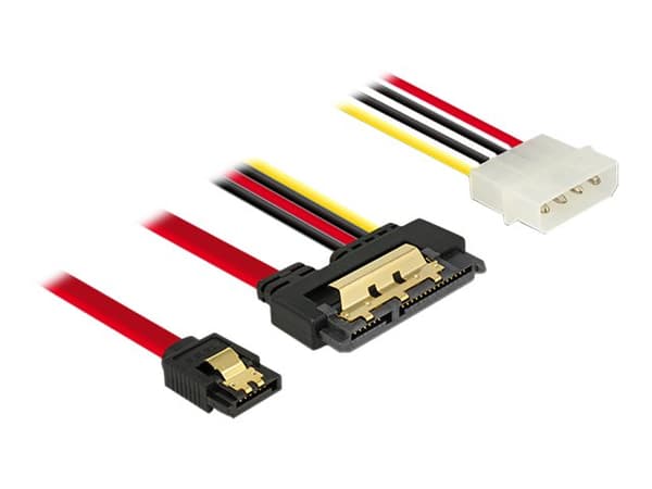 Delock - SATA-kabel - Serial ATA 150/300/600 - SATA-kombo (R) til 4-pin intern strøm, SATA - 30 cm - låst