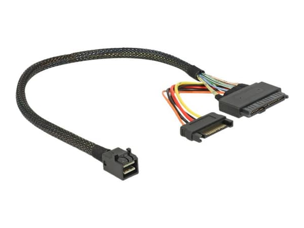 Delock - SAS intern kabel - SFF-8643 (hann) til SATA-strøm, U.2 (SFF-8639) - 30 cm - svart
