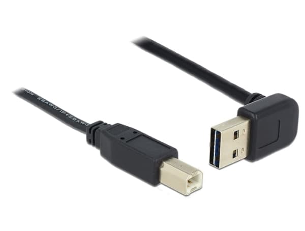 Delock Easy - USB-kabel - USB (hane) vinklad 90°, vändbar till USB typ B (hane) rak - USB 2.0 - 50 cm - svart