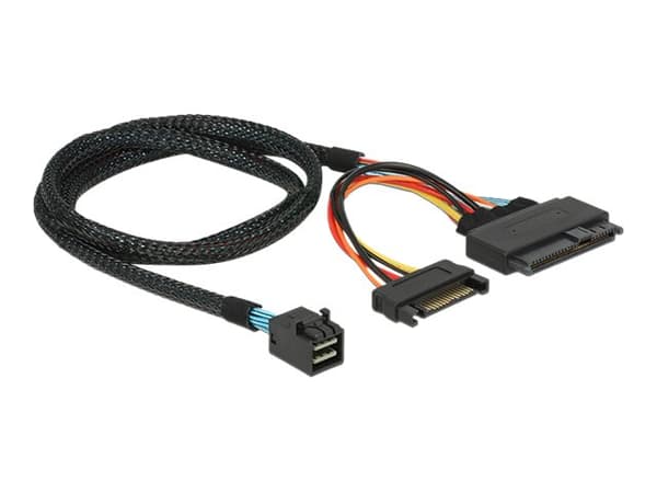 Delock - SAS intern kabel - SFF-8643 (hann) til SATA-strøm, U.2 (SFF-8639) - 75 cm - svart