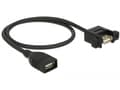 Miniatyrbild 3 av 4: Delock - USB-kabel - USB (hona) till USB (hona) kan monteras på panel - USB 2.0 - 50 cm - svart