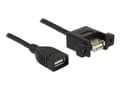 Miniatyrbild 4 av 4: Delock - USB-kabel - USB (hona) till USB (hona) kan monteras på panel - USB 2.0 - 50 cm - svart