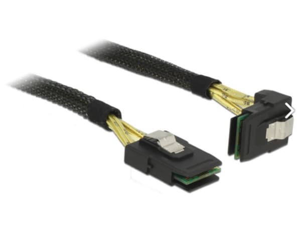 Delock - Intern SAS-kabel - SAS 6Gbit/s - mini-SAS (SFF-8087) (hane) till mini-SAS (SFF-8087) (hane) - 1 m - 90° kontakt