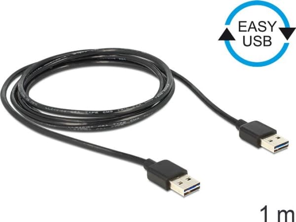 DeLOCK EASY-USB - USB-kaapeli - USB (han) til USB (han) - USB 2.0 - 1 m - lajittelu